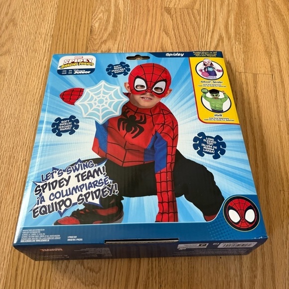 Spidey and His Amazing Friends Dress Up Set NEW 3T-4T Mask Shield Toddler - Picture 3 of 3